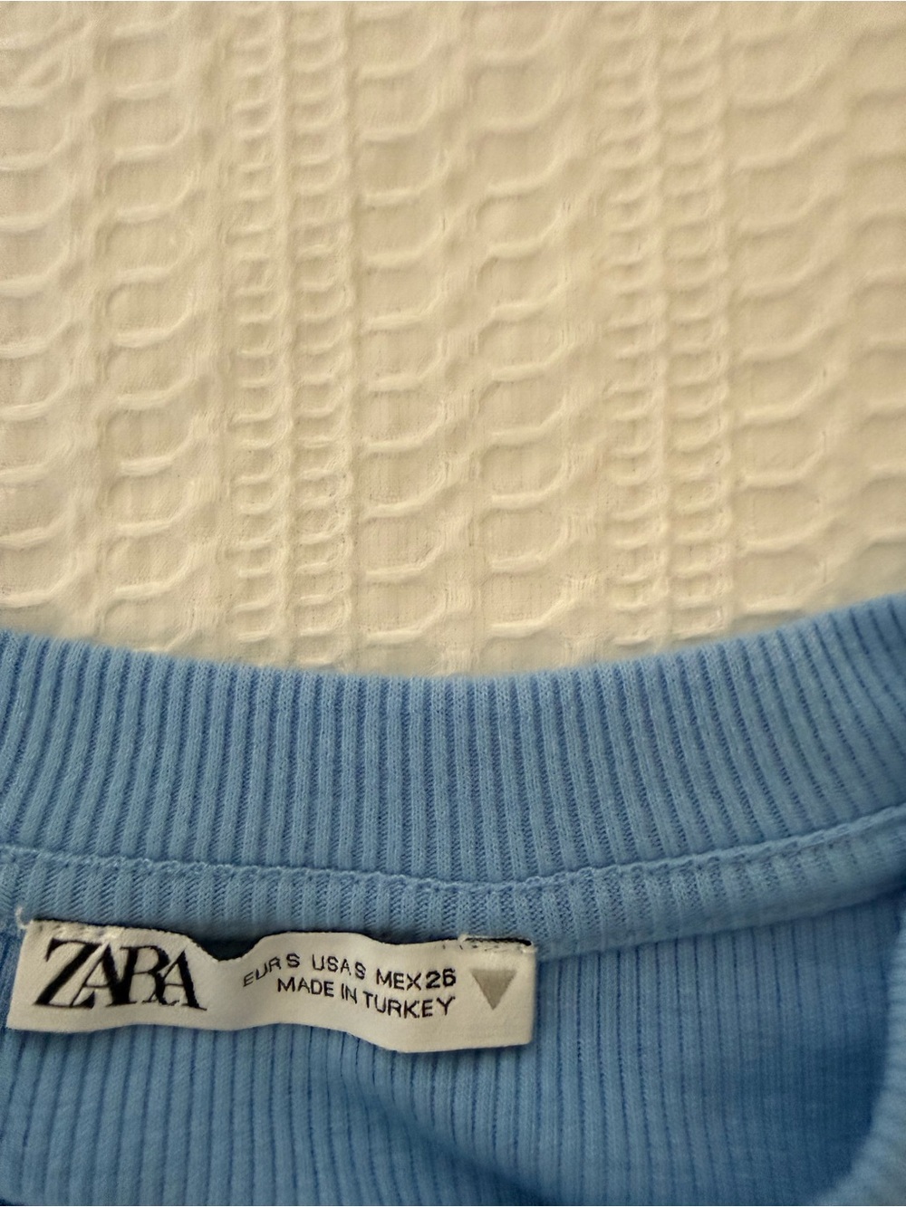 Zara Light Blue Ribbed Side-Tie Tee - Picture 2 of 2